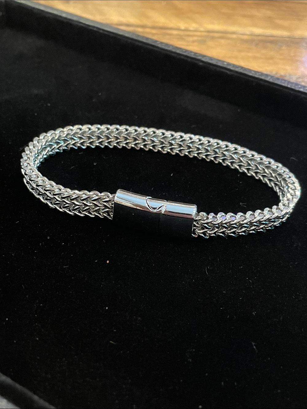 Men's Braided Stainless Bracelet with Magnetic Clasp - Silver B57